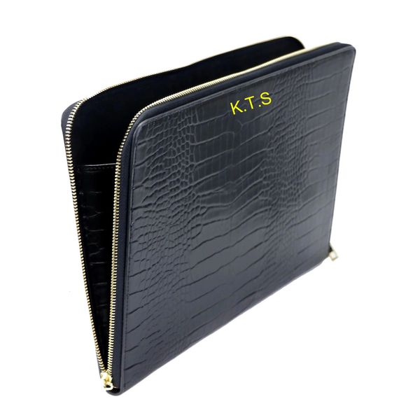 Sacs pour ordinateur portable Lettres personnalisées gratuites pochette d'ordinateur pour ordinateur 13 pouces modèle mallette en cuir Pu Saffiano pochette de voyage 231030