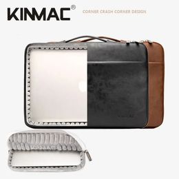 Kinmac marque PU cuir ordinateur portable sac 12 13.3 14 15.4 15.6 pouces antichoc homme dame femmes étui pour MacBook Air Pro M1-2 PC Dropship 231019