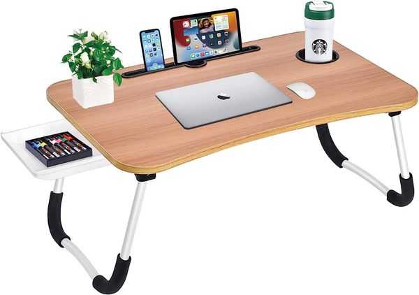 Support de plateau de table de bureau de lit d'ordinateur portable pour lit/canapé/canapé/étude/lecture/écriture sur un sol bas, grands plateaux de lit pliables portables pour bureau