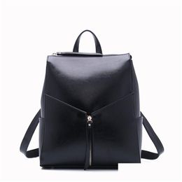 Fundas para portátiles Mochila para mujer Bolsa de cuero informal Cera Aceite Piel Cowe Mochila Moda Shoder Inclinado a través de paquetes 3 colores Drop Deliv Dhyik