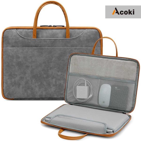 Fundas para portátiles Mochila Bolsa para portátil 13,3/14 pulgadas Funda de tela de cuero para Macbook Air 13 M1/M2 MacBook Pro 13/14 13,5 Surface Laptop 3/4