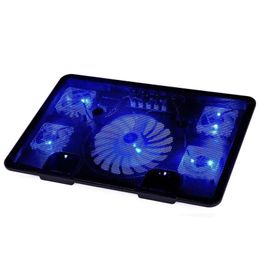 Laptop Cooler Pad 14 "15.6" 17 "con 5 ventiladores 2 puertos USB soporte antideslizante Notebook Cooling Fan con luz