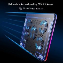 Laptopkoelpads 5 ventilatoren Gaming Laptop-koelpad Rgb Kleurrijk Ultradunne radiator Vijf stille ventilatoren Verstelbare notebookkoelerstandaard voor laptop L230911