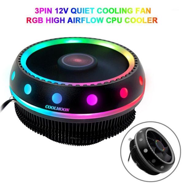 Almohadillas para la computadora portátil Radiador de refrigerador CPU RGB Fuente de calor PC silencioso Ventilador térmico de 3 pines para Intel y AMD AM3 AM41