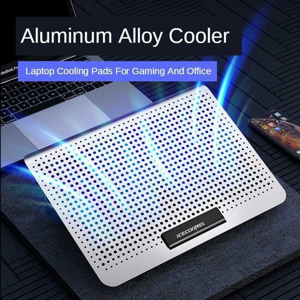 Almohadillas de enfriamiento para computadora portátil Enfriador para computadora portátil para juegos Ventilador grande silencioso Almohadilla de enfriamiento para computadora portátil de aluminio 2 puertos USB Velocidad y altura ajustables Soporte para computadora portátil 12-17 pulgadas L230923