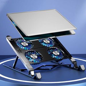 Laptopkoelpads Gaming PC Laptopkoeler ABS/aluminiumlegering 2/4 stille ventilator Opvouwbare laptopkoelpad Ondersteuning Draagbaar in hoogte verstelbaar L230923