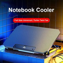 Laptop Cooling Pads Ventilador enfriador para computadora portátil, ajustable, 17 pulgadas, para juegos, dos puertos de silencio USB, 2600 RPM, soporte plegable para computadora portátil, almohadilla de enfriamiento, soporte para portátil para Lapto L230923