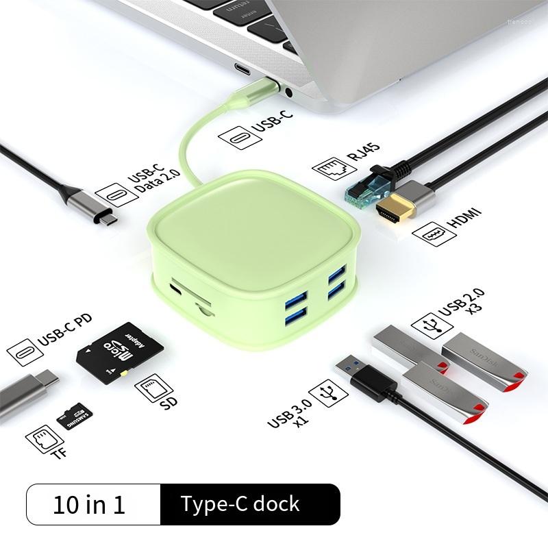 Dockningsstationer för bärbar dator Type-C Expansion Dock Usb Hub 10 i 1 Datorkringutrustning Lämplig för Phablet