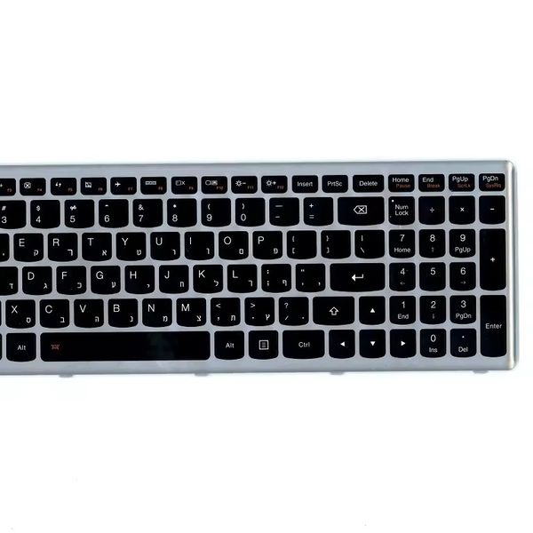 Clavier d'ordinateur portable pour Lenovo Z710 U510 Hebrew HB 25211343 25211374 25211312 avec cadre argenté rétro-éclairé nouveau