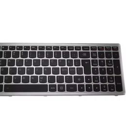 Clavier pour ordinateur portable pour Lenovo Z710 U510 Nordic NE 25211345 25211376 25211314 V-136520NK1-NE avec cadre argenté rétro-éclairé nouveau