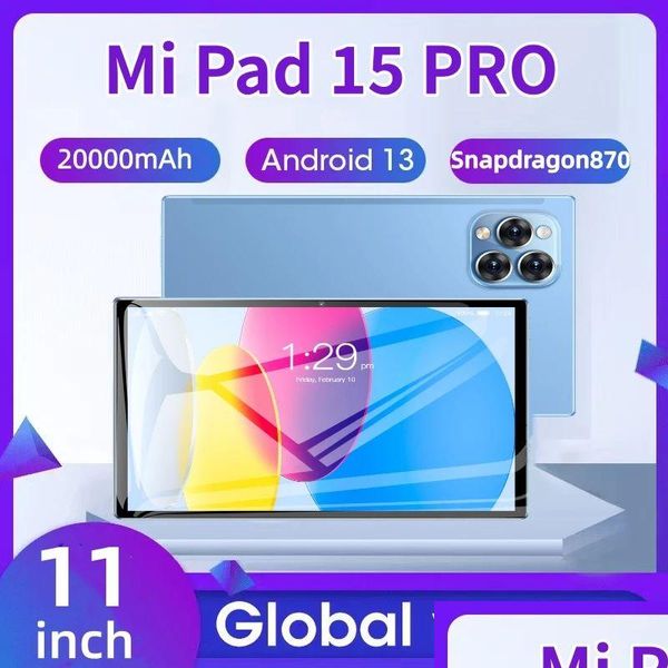 Pantallas de laptop Paneles LCD 2024 Última tableta de 11 pulgadas Android 12 Pad 6 Pro Snapdragon 888 Octa Core Dual Sim Tarjeta 5G WiFi 16GBADD1TB TA OTYXO