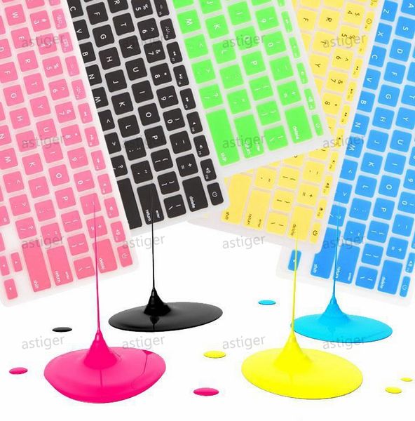 Portátil Soft Silicone Colorful Keyboard Funda protector Piel para MacBook Pro Air Retina 11 12 13 15 Paquete de papel a prueba de polvo impermeable