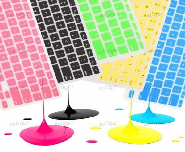 Étui de protection pour clavier coloré en silicone souple pour ordinateur portable pour MacBook Pro Air Retina 11 12 13 15 papier étanche à la poussière3472187