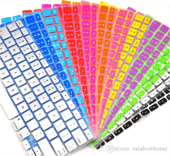 Laptop Miękki Silikonowy Kolorowa Klawiatura Obudowa Pokrywa Skóra Dla MacBook Pro Powietrza Retina 11 12 13 15 17 Wodoodporna pyłoszczelna Skrzynka detaliczna
