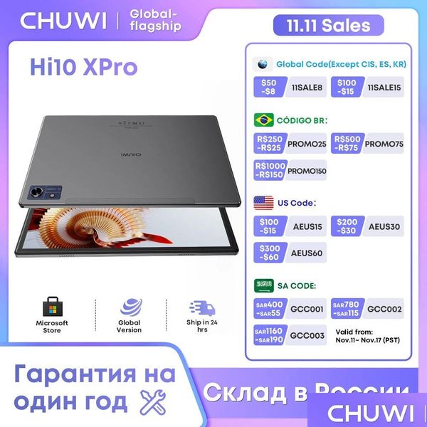 Computadoras portátiles Chuwi Hi10X Pro 4Gb Ram 128Gb Rom 10.1 Tableta 4G Lte Widevine L1 Unisoc T606 Tabletas PC 2.4G / 5G Wifi Android 13 7000Mah Bateador Dhgod