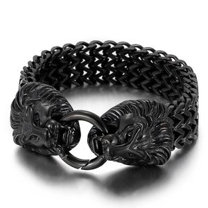 Grand Bracelet Hip Hop en acier titane, 18mm, 8.8 pouces, gothique, chaîne Franco, Animal Lion, lien lourd, 139g, cadeaux pour hommes