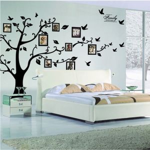 Envío Gratis: grandes 200*250Cm/79*99in negro 3D DIY foto árbol PVC pegatinas de pared/adhesivo familia pegatinas de pared arte Mural decoración del hogar