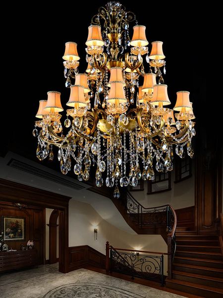 Grand lustre en cristal à 3 niveaux et 24 bras, luminaire en laiton Antique, luxueux pendentif en cristal, lampe MD8504 D1150mm H1400mm, éclairage pour la maison