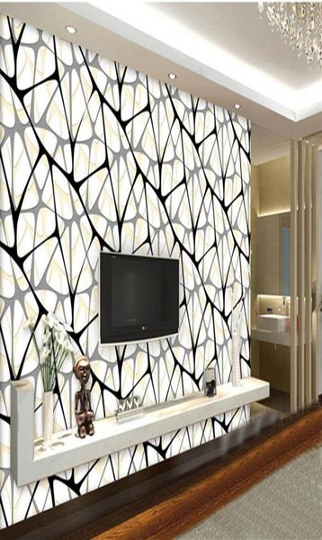 Grand 3d 3d noir et blanc pierre texture TV fond d'écran papier peint salon chambre papier peint complet sans couture peintures murales264T6590226
