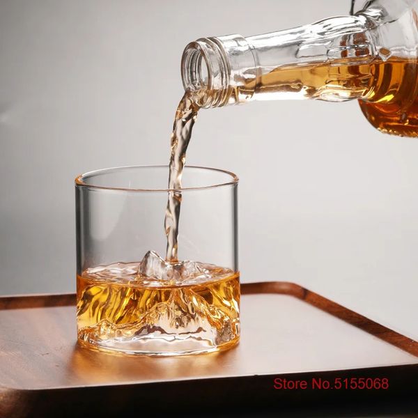 Grandes montagnes 3D verres à whisky japonais verre à whisky à l'ancienne verre à whisky en bois boîte-cadeau Vodka gobelet tasse à vin 240127