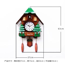 Grote 3D Wall Clock Vintage Cuckoo Clock Bell Pendulum Clock Wall Decor Children's Room Slaapkamer Watch Bird Reloj Geschenken Idee SC292