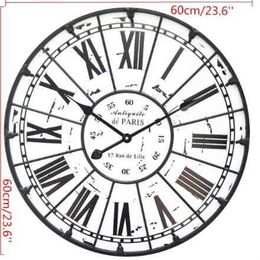 Grandes horloges murales industrielles de 60cm, Design artistique rétro, chiffres romains, aiguille stéréoscopique, pour décoration de maison, 278U