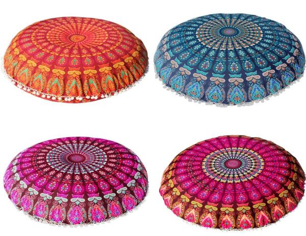 Grand 8080 cm oreillers de sol Mandala Bohemian Méditation coussin rond Pouf rétro Boho Tapestry Cover Caxe208012466