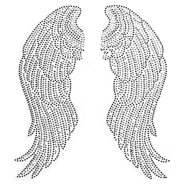 Grandes paires d'ailes d'ange fer sur Fix Strass Transfert Bling Motif Diamant Applique pour Artisanat Vêtements Sacs Decoeated 1pair333L