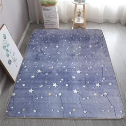 Tapis de tapis à grande surface brillante dans les étoiles noires pour les enfants décor de chambre drôle vivant Rectangulaire mat pour enfants 240424