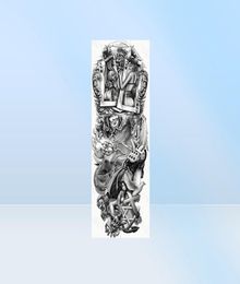 Grote arm mouw tattoo -klokroos kruis draak waterdichte tijdelijke tatto sticker poker leeuw body art full nep tatoo dames Men5958251
