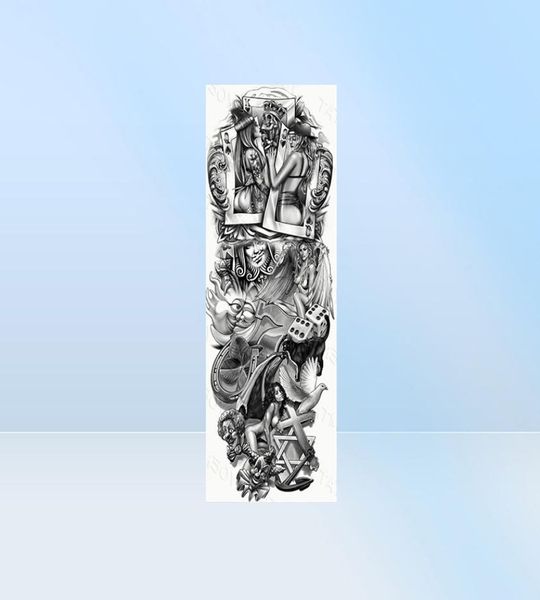 Tatuaje de manga de brazo grande Reloj Rose Cross Dragon impermeable Tatto Tatto Sticker Poker Lion Body Art Full Favo Tatoo Women Men28067777