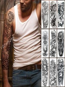 Grand bras manches tatouage Maori puissance Totem imperméable temporaire tatouage autocollant guerrier samouraï ange crâne hommes complet noir Tatoo T203609235