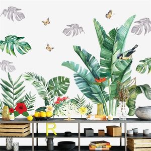 Grote bananenblad Verwijderbare wandsticker Planten HOME Decor plint muur papieren slaapkamer diy vinyl wandstickers T200601