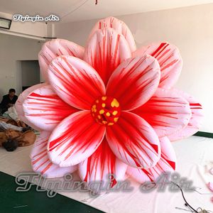 Grande et belle fleur gonflable en fleurs, 3m de diamètre, éclairage suspendu, ballon de fleurs artificielles pour décoration de concert et de fête