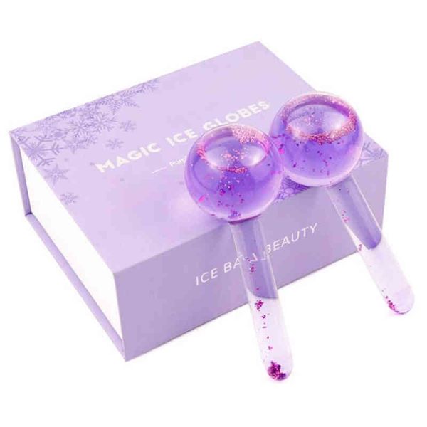 Gran belleza Hockey sobre hielo Energía Bola de cristal Globos de enfriamiento facial Onda de agua Masaje facial y ocular Cuidado de la piel 2pcs / Box220429