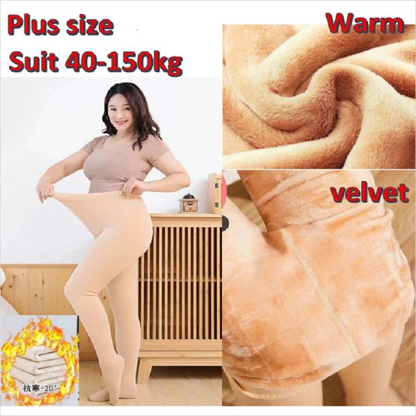 Grand gros sur grande taille femmes velours épais chaud hiver Leggings chaussettes dames élasticité bas enceinte automne collants 231226