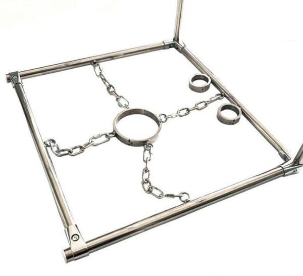 Meubles de sexe Grande étagère de reliure Menottes Collier de menottes Collier en acier inoxydable Réglage complet Cadre de bondage K9 Équipement de bondage en métal lourd Dispositifs Bdsm