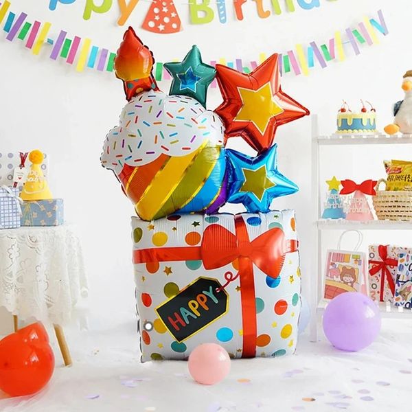 Grand anniversaire gâteau en aluminic ballons dessin animé ours ballons enfants toys bonne fête de décoration de fête p o accessoires 231220