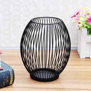 Grote Black Metal Hollow Out Metal Iron Kaarshouder Kooi Artikelen Kandelaar Opknoping Lantaarn zonder LED Licht Decor Geschenken SH190924