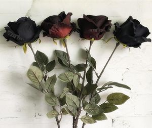 Grande Rose noire branche unique soie fleurs artificielles longue tige Australie roses fausse fleur pour la décoration de mariage el flores3326645