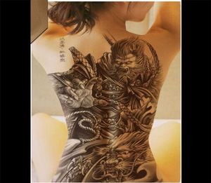 Grands tatouages ​​noirs hommes femmes imperméables grandes autocollants de tatouage temporaire Dragon Darkness Wolf Full Back Tattoo Cool 4834cm 22059273475