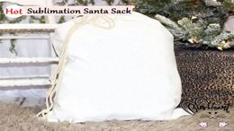 Grande sublimation vierge Santa Sack Polyester coton coton coton personnalisé bricolage de bonbons Sac-cadeaux Festival Fête de Noël décoration 4998313