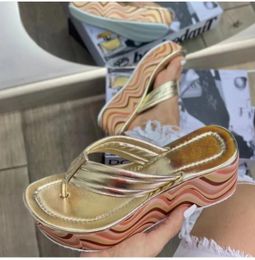 Groot merk 793 Kleur Zomer Dikke Bottom Herringband Heel Heel Beach Sandals Dames Slippers 36-43 240223 47187