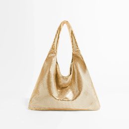 Sac à bandoulière simple en aluminium de grande marque avec sac à main à paillettes en métal de grande capacité sac sous les bras haut de gamme 240103