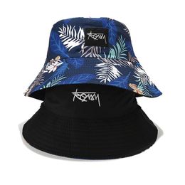 Grand chapeau de pêcheur à bord réversible Hawaii Corée du printemps d'été pour hommes Femmes Streetwear Panama Hat Bob Hiphop Bucket Cap 240510