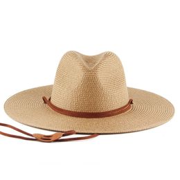 Grand rasoir pour femmes chapeau paille tissée western cowboy chapeau givré de plage de soleil givré