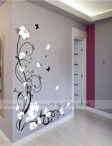 Grand papillon vigne en vinyle en vinyle amovible mural autocollants arbre art art sticker mural pour le salon chambre décoration intérieure tx109 2105006331