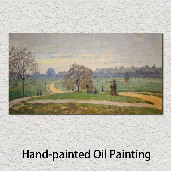 Lienzo grande, pinturas al óleo pintadas a mano, Claude Monet, IYDE Park, paisaje, imagen de jardín para decoración para sala de estar 2727