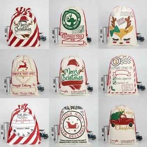 Bolsa de regalo de Navidad de lona grande para niños, bolsa de regalo roja de Navidad, decoración del hogar, saco de Papá Noel de reno para decoraciones de fiesta de año nuevo, 200 Uds. DAP496