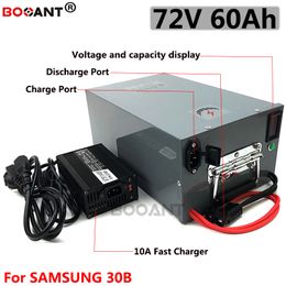 Batería de bicicleta eléctrica de gran capacidad 60Ah 72V 5500W para Samsung 18650 30B 20S 20P 6KW paquete de iones de litio recargable